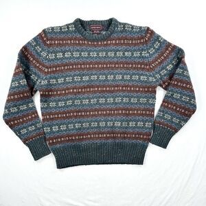 Jeffrey Banks Fair Isle Wool Sweater Mens Large Knit Multicolor 80s VTG Grandpa